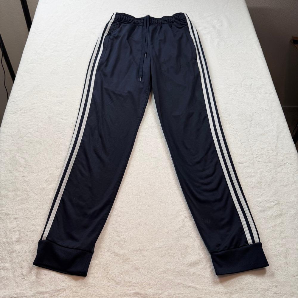 Adidas Track Pants Mens Small Navy Blue Good 3-Stripe DU0452 Joggers